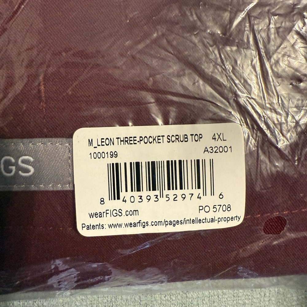 Figs Deep Red Three-Pocket Scrub Top - Picture 2 of 2